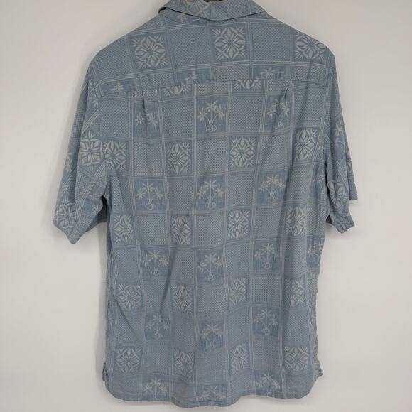 Tasso Elba Shirt Men’s Silk Palm & Floral Print Tropical Vacation Resortwear Med - Picture 2 of 8